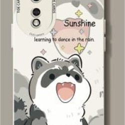  Honor 90 Phone Case Honor90Pro New Cartoon Cute Raccoon Silicone All-Inclusive Anti-fall Soft Case Ultra Thin Creative Tide Brand Internet Celebrity Funny Men and Women Honor 90 Antique White - Starry Sky Raccoon Black + Film