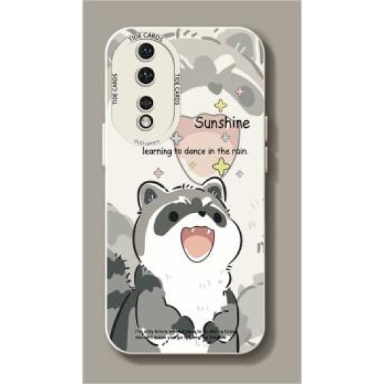  Honor 90 Phone Case Honor90Pro New Cartoon Cute Raccoon Silicone All-Inclusive Anti-fall Soft Case Ultra Thin Creative Tide Brand Internet Celebrity Funny Men and Women Honor 90 Antique White - Starry Sky Raccoon Black + Film
