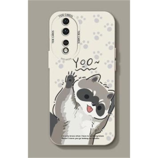 Honor 90 Phone Case Honor90Pro New Cartoon Cute Raccoon Silicone All-Inclusive Anti-fall Soft Case Ultra Thin Creative Tide Brand Internet Celebrity Funny Men and Women Honor 90 Antique White - Starry Sky Raccoon Black + Film