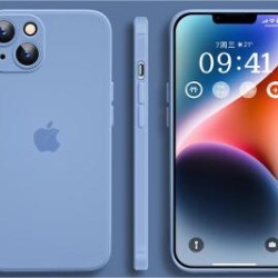  Apple 14 phone case iPhone14Pro Max new 14Plus frosted anti-fall ultra-thin men's simple women's lens all-inclusive protective case Apple 14 [Yuanfeng Blue] ultra-thin matte non-stick fingerprint tempered film