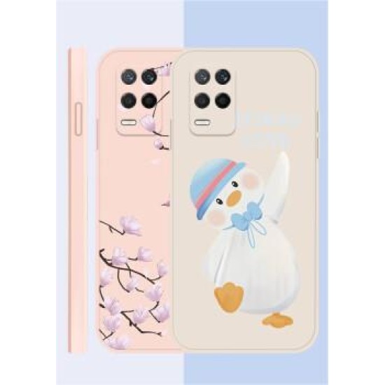 OPPO K9x 5G Phone Case PGCM10 All Inclusive Anti-Drop Protection Case Men's and Women's Cartoon Silicone Matte Soft Case Lavender Gray - Lanting Beauty + Hand Strap OPPO K9x 5G