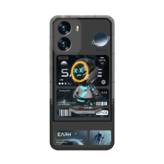 vivoiqooz7 phone case silicone iqooz7x new protective case with invisible bracket anti-drop full cover soft shell straight side men's and women's creative iQOOZ7x [transparent white-orange tide brand astronaut] clamshell bracket