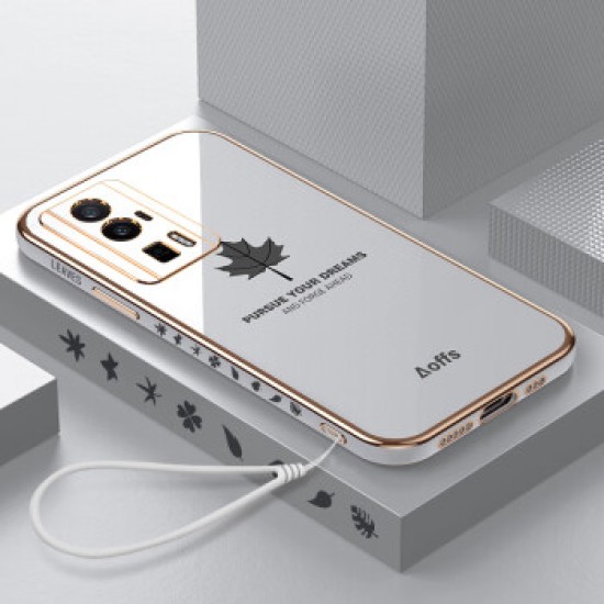  Redmi K60 phone case Xiaomi K60pro protection 5G new silicone case redmik lens all-inclusive anti [mint green] side creative maple leaf model + lanyard Redmi K60