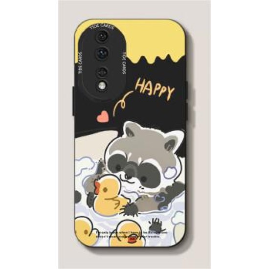  Honor 90 Phone Case Honor90Pro New Cartoon Cute Raccoon Silicone All-Inclusive Anti-fall Soft Case Ultra Thin Creative Tide Brand Internet Celebrity Funny Men and Women Honor 90 Antique White - Starry Sky Raccoon Black + Film