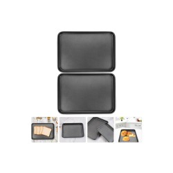 2 Pcs Pizza Plate Roasting Pan Baking Pans Non-stick Carbon Steel Bakeware Tray（2个披萨盘，烤盘，烤盘，不粘碳钢烤盘）