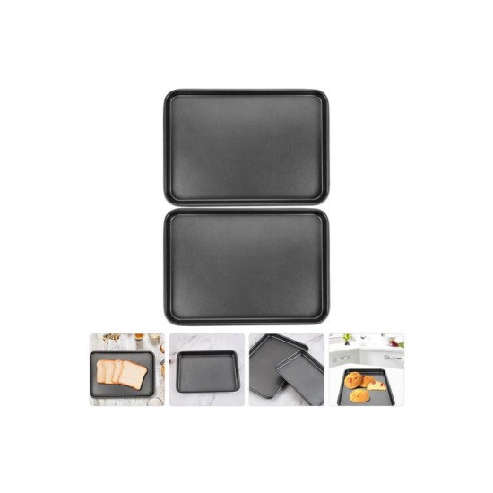 2 Pcs Pizza Plate Roasting Pan Baking Pans Non-stick Carbon Steel Bakeware Tray（2个披萨盘，烤盘，烤盘，不粘碳钢烤盘）